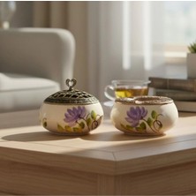 Sharp & Art Seramik El Işlemesi Küllük ve Şekerlik Seti (12 Cm)