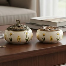 Sharp & Art Seramik El Işlemesi Küllük ve Şekerlik Seti (12 Cm)