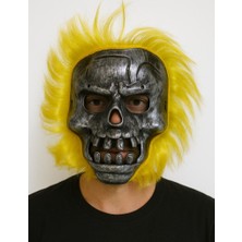 NessiWorld Wild Skull - Metal Kafatası Sarı Saçlı Iskelet Maske