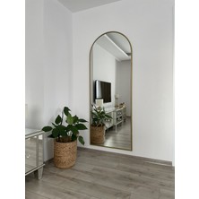 Effe Yapı Dekor Oval Altın Renk Metal Çerçeveli Duvara Monte 180 x 70 cm Boy Aynası