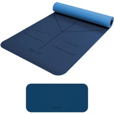 Gymo Hizalamalı 6mm Tpe Yoga Matı Pilates Minderi Diz Dirsek Koruyucu Matlı Set Mavi