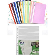 Fiyper Renkli Telli ve Poşet Dosya Seti – 10 Adet, Standart Boy, Desensiz Kapaklı, Ofis ve Okul Kullanımına Uygun