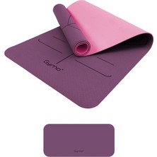 Gymo Hizalamalı Sembol 6mm Tpe Yoga Matı Pilates Minderi Diz Dirsek Koruyucu Mat Hediyeli Mürdüm