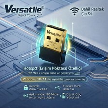 Vorex Versatile USB Wifi Adaptör 150 Mbps Mini Alıcı Realtek 8188FTV Hotspot WIN10/11