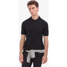 Pierre Cardin Erkek Siyah Regular Fit %100 Pamuk Kıvrılmaz Düğmeli Polo Yaka Basic Tişört 50325312-VR046