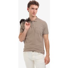 Pierre Cardin Erkek Koyu Vizon Regular Fit %100 Pamuk Kıvrılmaz Polo Yaka Basic Tişört 50325290-VR241