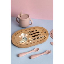 Pinkipay Sevimli Fil Temalı Kişiye Özel Isimli Bebek Kahvaltı Tepsisi