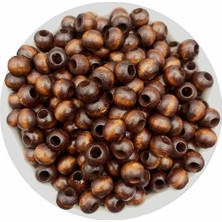 Hedef Bijuteri 10 mm Kahverengi Ahşap Boncuk 100 gr Cilalı Tahta Malzeme İle Aksesuar Yapımı İçin