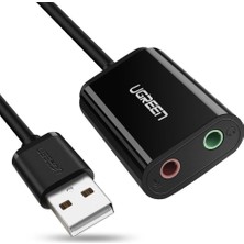 Ugreen Harici 3.5mm USB Ses Kartı Siyah Düşük Gecikme ile Stüdyo Kalitesinde Ses Deneyimi