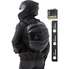 Zampago Karbon Fiber LED Gözlü Akıllı Sırt Çantası – Sert Kasa, USB Şarj Girişli, Işıklı Teknolojik Çanta, 10.000 mAh Powerbank Hediyeli