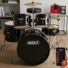 Midex CD500X-BK Akustik Junior Çocuk Baterisi Davul Seti 5-18 Yaş İçin Full Set