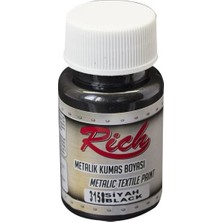 Rich Metalik Kumaş Boyası 50 cc 3158 Siyah Renk ile Sanatsal Projeler İçin Uygun