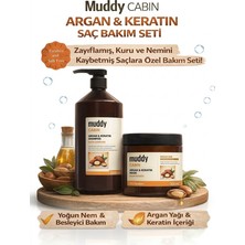 Muddy Cabin Argan Keratin Şampuanı 1000 ml + Cabin Argan ve Keratin Maskesi 500 ml