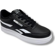 Best Of 2014-26 Cilt Deri Anatomik  Bağcıklı Sneaker Siyah Beyaz 36-40