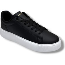 Best Of 2083-26 Baskı Deri Anatomik Erkek Sneaker Siyah Beyaz