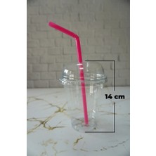 Plastik Şeffaf Bardak Kapaklı Milkshake Bardağı Kahve Bardağı Soğuk Içecek Bardağı 400ML 50 Adet