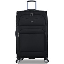 Fossil Büyük Boy Siyah Valiz 4 Tekerlekli Pamuk Polyester Malzeme ile Teleskopik Sap Özelliği