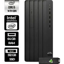 Hp Prodesk 2 Intel Core I5 14400 64GB 512GB SSD Fdos Masaüstü Bilgisayar &usbbellekhediyeli
