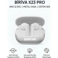 Biriva X23 Pro Anc+Enc Kablosuz Bluetooth Kulaklık  Beyaz (METAL KASA)