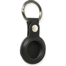 Derin Stok Airtag Anahtarlık Deri Kılıf - Siyah