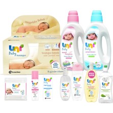 Uni Baby Aylık Bebek Bakım Paketi 10'lu Set Hipoalerjenik Ürünler ile Hassas Ciltler İçin Özel