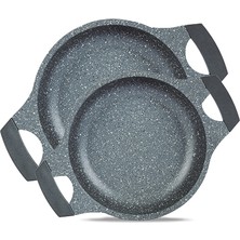 Thermoad Granit Döküm Yumurta Sahanı Seti 18 cm-20 cm Gri Sağlıklı Pişirme İçin PFOA İçermez