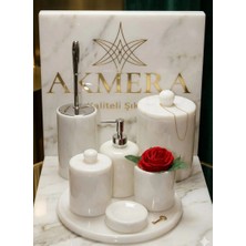 Akmera Home Mermer Kulplu 7 Parça Şık Banyo Seti – Özel Tasarım