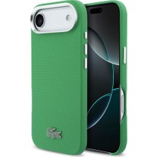 iPhone 17 Air Kılıf Lacoste Lisanslı M-Safe Uyumlu Pvc Pike Desenli Ikonik Timsah Logolu Kapak Yeşil