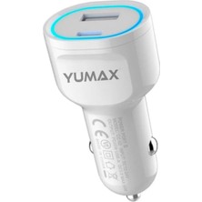 Yumax Süper Hızlı Şarj LED Işıklı Dual USB Araç Şarj Başlığı | 55W Turbo Uyumlu
