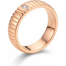 Tesbihname Beyaz Zirkon Taşlı Merdiven Tasarım Rose Renk Free Size 925 Ayar Gümüş Kadın Yüzük
