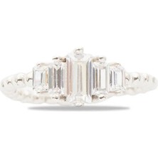 Tesbihname Sıralı Zirkon Taşlı Popcorn Tasarım Silver Renk Free Size 925 Ayar Gümüş Kadın Beştaş Yüzük