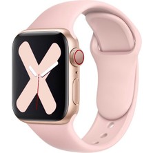 Quse Apple Watch Series SE/11/10/9/8/7/6/5/4/3 42mm-41mm-40mm-38mm Uyumlu S/m Spor Silikon Kordon Kum Pembesi