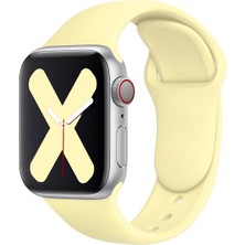 Quse Apple Watch Series SE/11/10/9/8/7/6/5/4/3 46mm-45mm-44mm Uyumlu S/M Spor Silikon Kordon Limon Sarısı