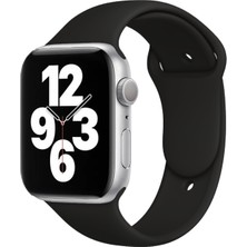 Quse Apple Watch Series SE/11/10/9/8/7/6/5/4/3 46mm-45mm-44mm Uyumlu S/M Spor Silikon Kordon Siyah
