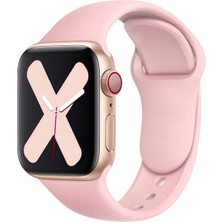 Quse Apple Watch Series SE/11/10/9/8/7/6/5/4/3 46mm-45mm-44mm Uyumlu S/M Spor Silikon Kordon Pudra Pembesi