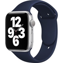 Quse Apple Watch Series SE/11/10/9/8/7/6/5/4/3 42mm-41mm-40mm-38mm Uyumlu M/l Spor Silikon Kordon Lacivert