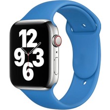 Quse Apple Watch Series SE/11/10/9/8/7/6/5/4/3 42mm-41mm-40mm-38mm Uyumlu S/m Spor Silikon Kordon Mavi