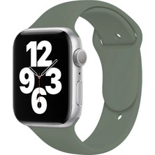 Quse Apple Watch Series SE/11/10/9/8/7/6/5/4/3 42mm-41mm-40mm-38mm Uyumlu S/m Spor Silikon Kordon Zeytin Yeşili