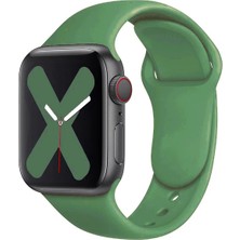 Quse Apple Watch Series SE/11/10/9/8/7/6/5/4/3 46mm-45mm-44mm Uyumlu S/M Spor Silikon Kordon Çam Yeşili