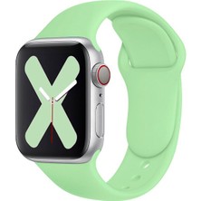 Quse Apple Watch Series SE/11/10/9/8/7/6/5/4/3 42mm-41mm-40mm-38mm Uyumlu S/m Spor Silikon Kordon Fıstık Yeşili
