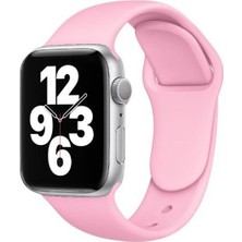 Quse Apple Watch Series SE/11/10/9/8/7/6/5/4/3 46mm-45mm-44mm Uyumlu M/L Spor Silikon Kordon Pembe