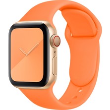 Quse Apple Watch Series SE/11/10/9/8/7/6/5/4/3 46mm-45mm-44mm Uyumlu S/M Spor Silikon Kordon Neon Turuncu