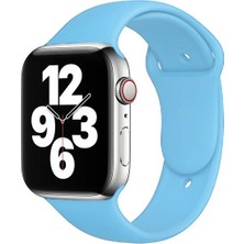 Quse Apple Watch Series SE/11/10/9/8/7/6/5/4/3 46mm-45mm-44mm Uyumlu M/L Spor Silikon Kordon Bebek Mavisi