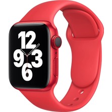 Quse Apple Watch Series SE/11/10/9/8/7/6/5/4/3 46mm-45mm-44mm Uyumlu M/L Spor Silikon Kordon Kırmızı
