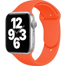 Quse Apple Watch Series SE/11/10/9/8/7/6/5/4/3 46mm-45mm-44mm Uyumlu M/L Spor Silikon Kordon Turuncu