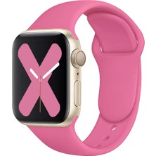 Quse Apple Watch Series SE/11/10/9/8/7/6/5/4/3 46mm-45mm-44mm Uyumlu M/L Spor Silikon Kordon Fuşya