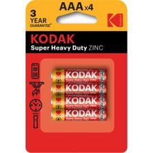 Kodak 4'lü Paket Çinko Karbon AA Pil 1,5 V 1050 mAh Uzun Süreli Kullanım İçin İdeal