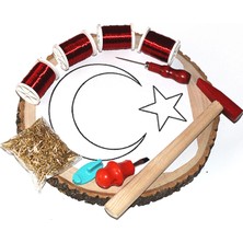 Tuğra Tablo Filografi Ayyıldız Seti Ahşap Malzeme ile Kırmızı Renkli Tasarım için Hazır Set