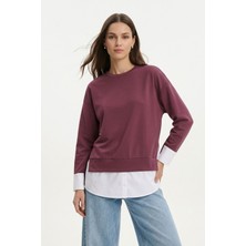 Rays Bordo Bisiklet Yaka Garnili Bluz 8375