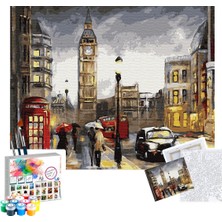 Tabdiko 40 x 50 cm Londra Sokakları Sayılarla Boyama Seti Tuval Şasesine Gerili Özel Tasarım